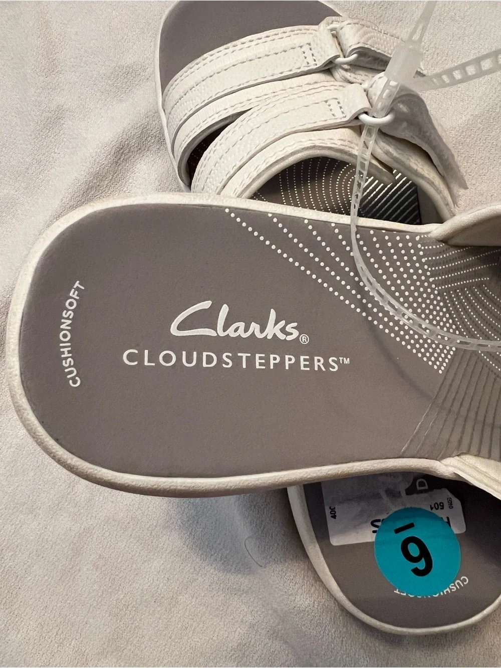 Clarks White Cloudsteppers Breeze Piper Double Strap Slide Beach Summer Sandals - Picture 11 of 14